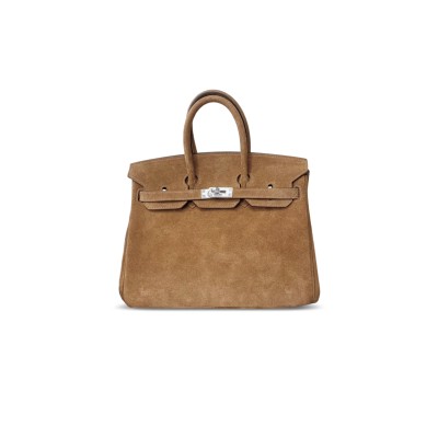 HERMES BIRKIN 25 SUEDE PALLADIUM HARDWARE (25*20*13cm)